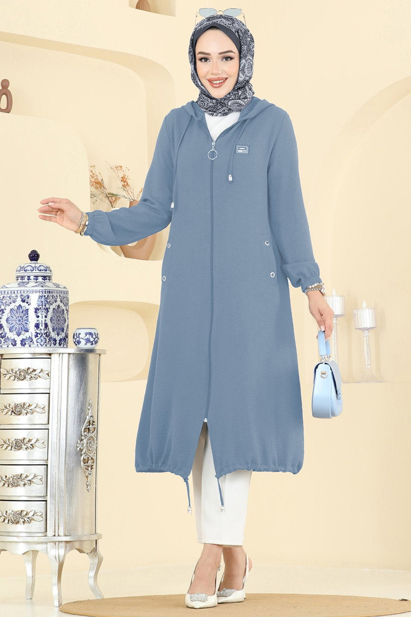 Relaxed Aerobin Cape Coat with Emblem - Blue