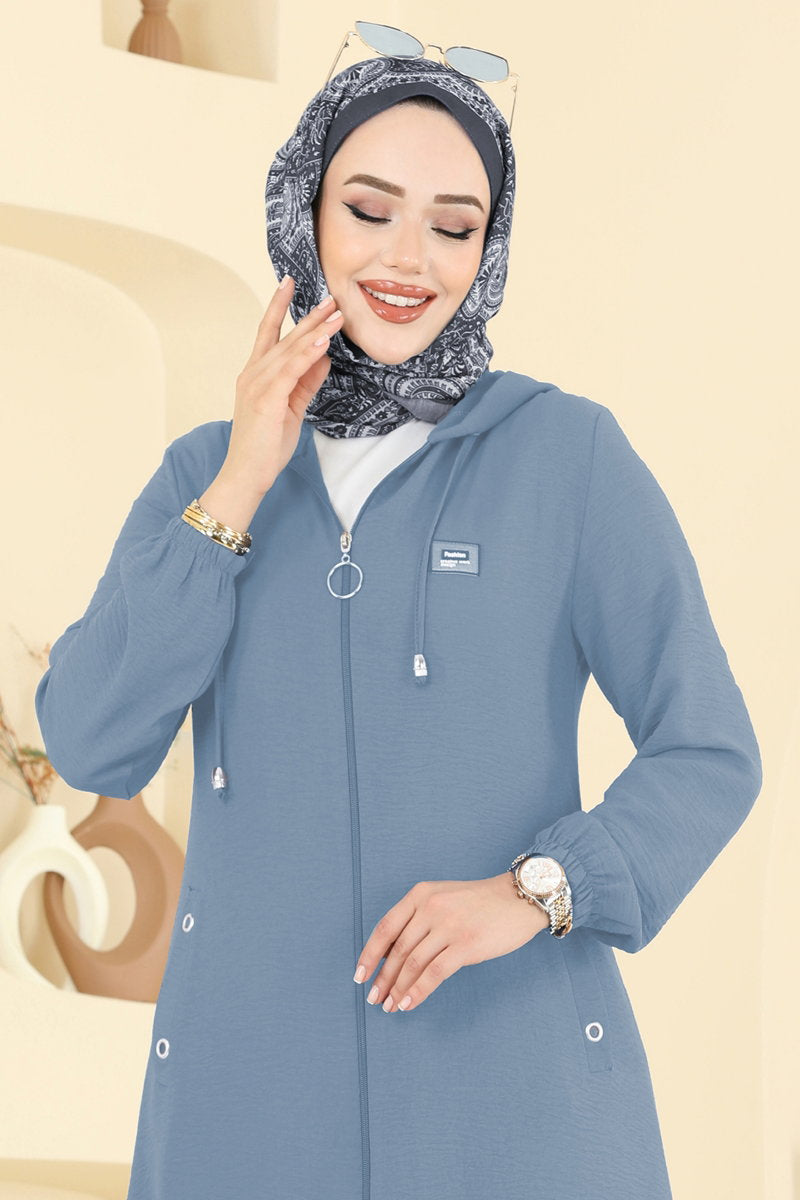 Relaxed Aerobin Cape Coat with Emblem - Blue