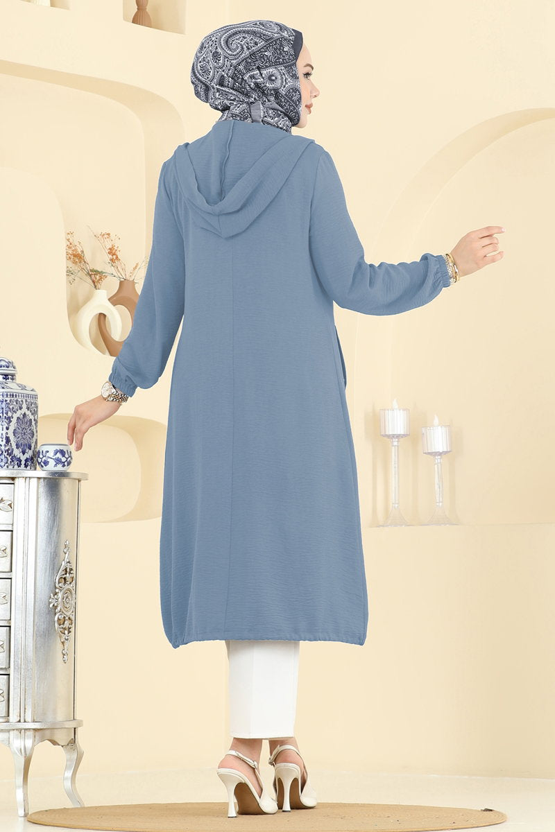 Relaxed Aerobin Cape Coat with Emblem - Blue