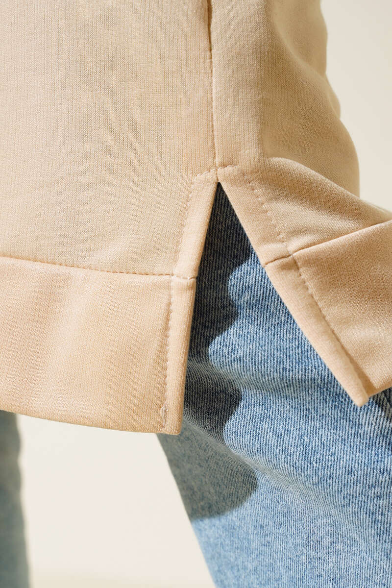 Long Tunic with Badge Detail - Beige