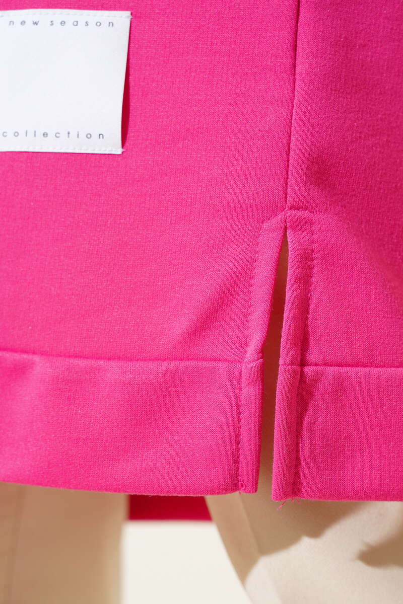 Long Tunic with Badge Detail - Fuchsia