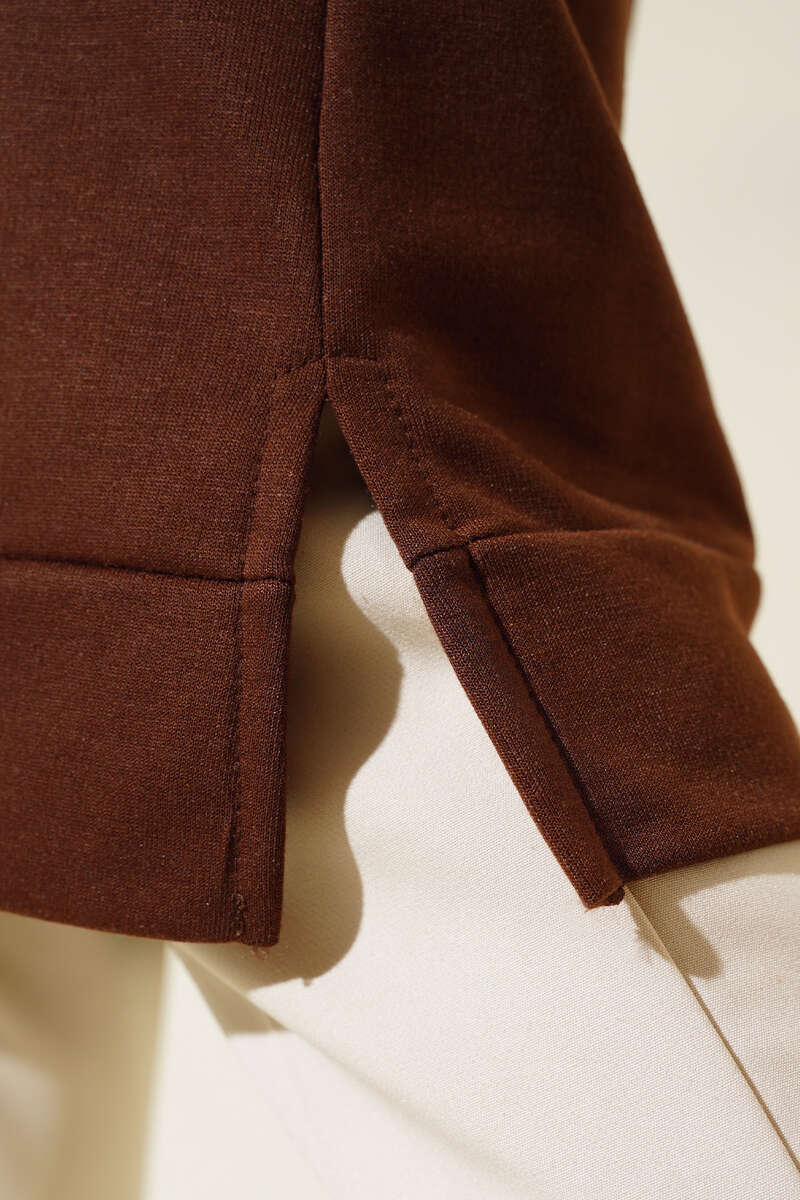 Long Tunic with Badge Detail - Brown