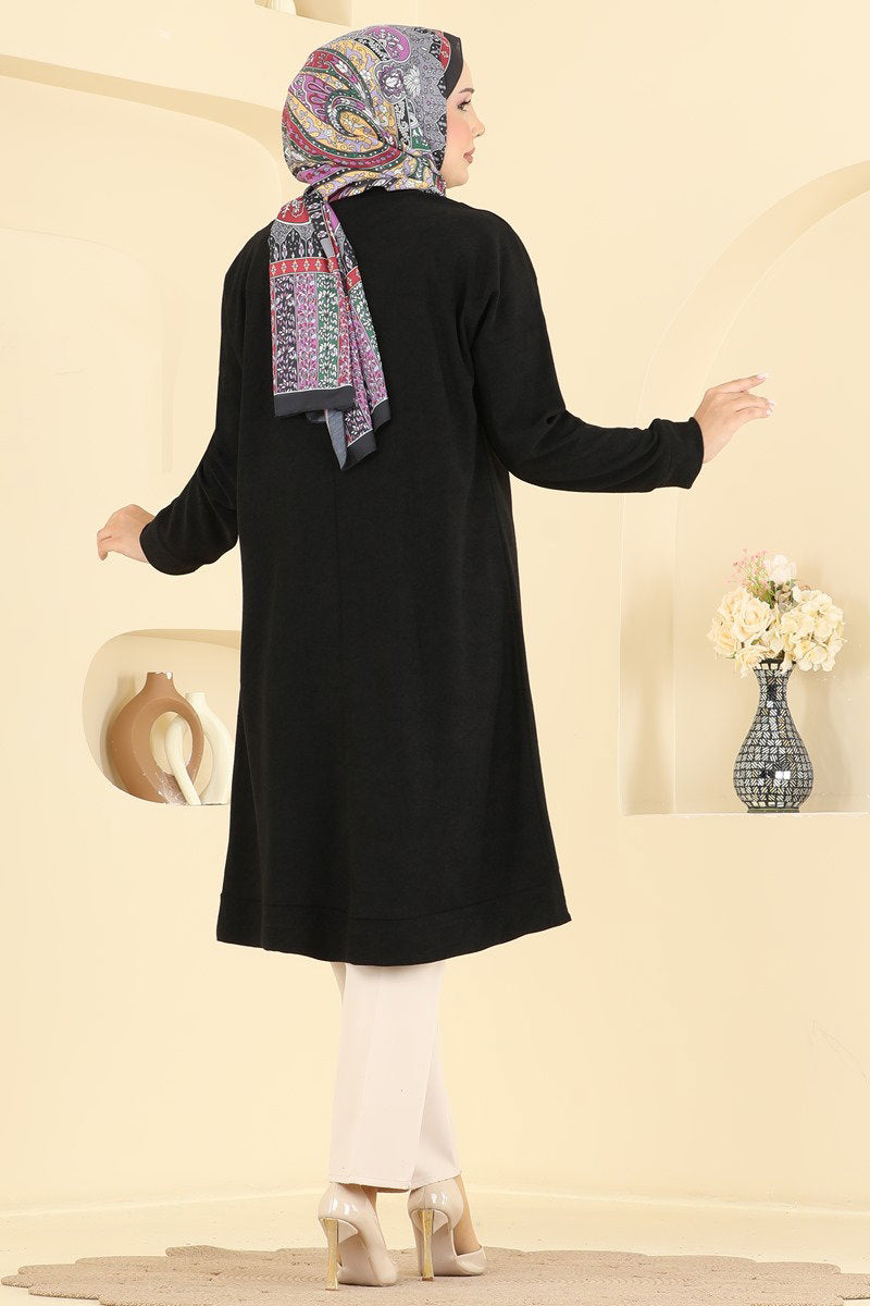 Long Terry Tunic with Emblem - Black