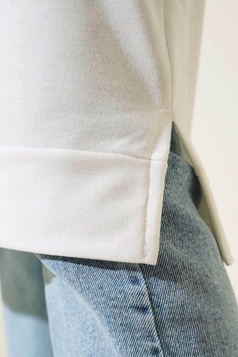 Long Tunic with Badge Detail - White