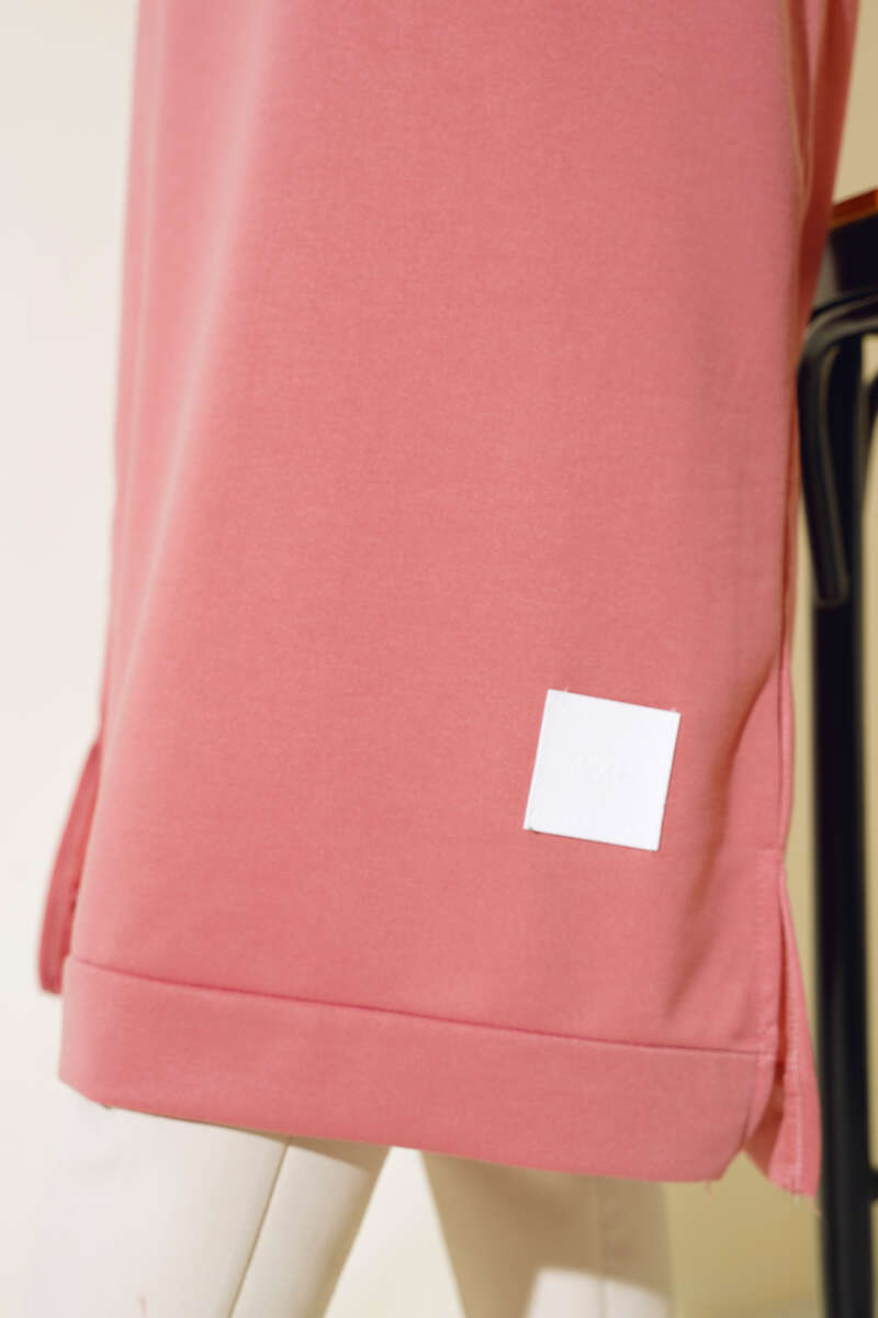 Long Tunic with Badge Detail - Dusty Rose