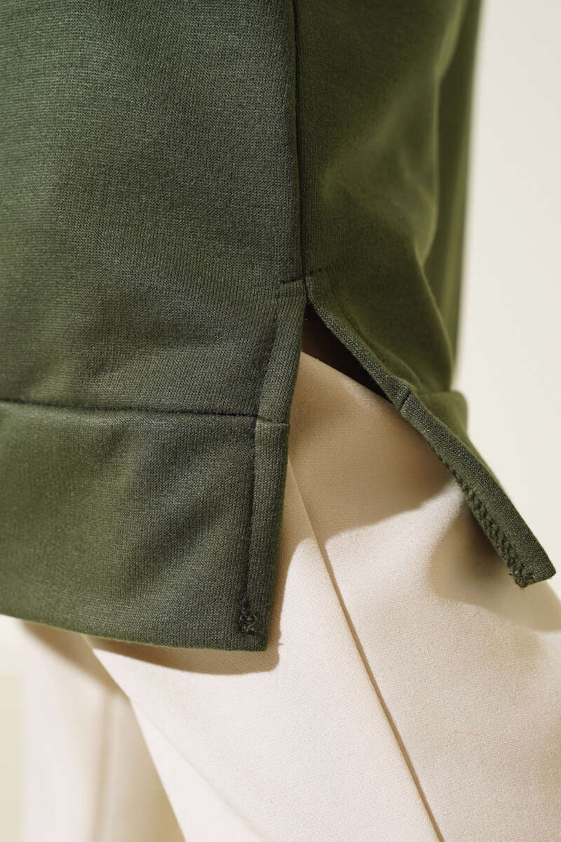 Long Tunic with Badge Detail - Khaki