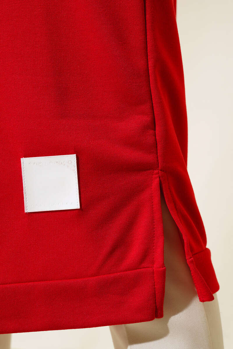 Long Tunic with Badge Detail - Red