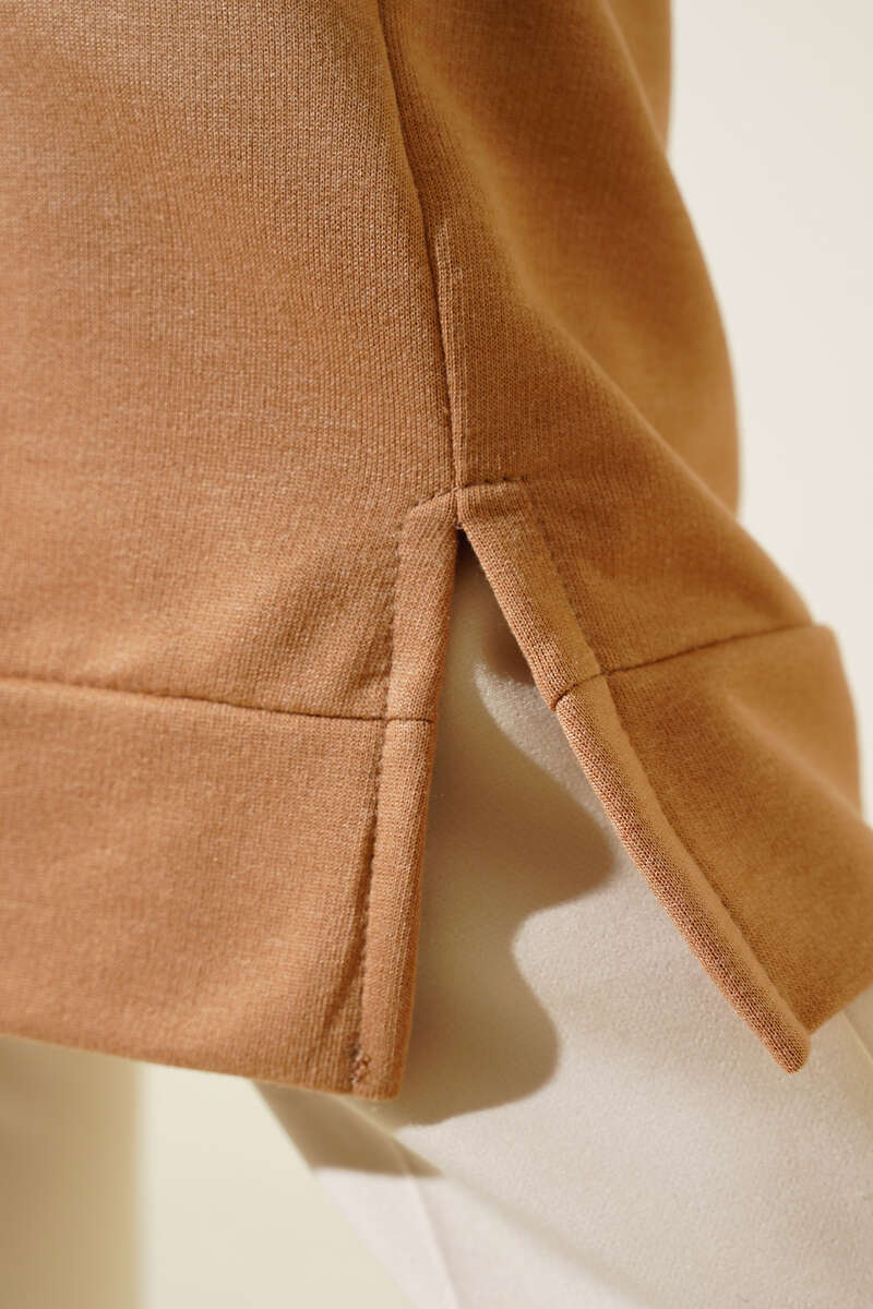 Long Tunic with Badge Detail - Latte