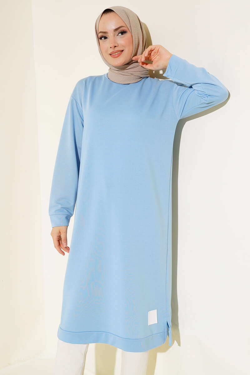 Long Tunic with Badge Detail - Blue