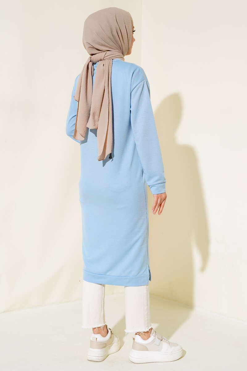 Long Tunic with Badge Detail - Blue