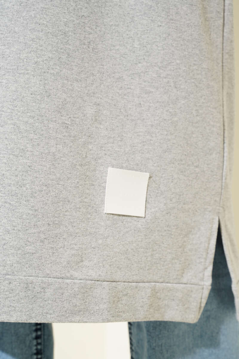 Long Tunic with Badge Detail - Heather Grey