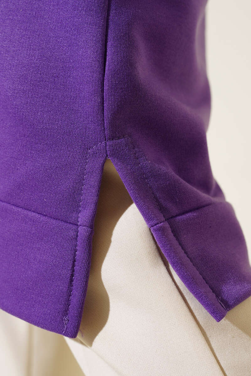 Long Tunic with Badge Detail - Purple