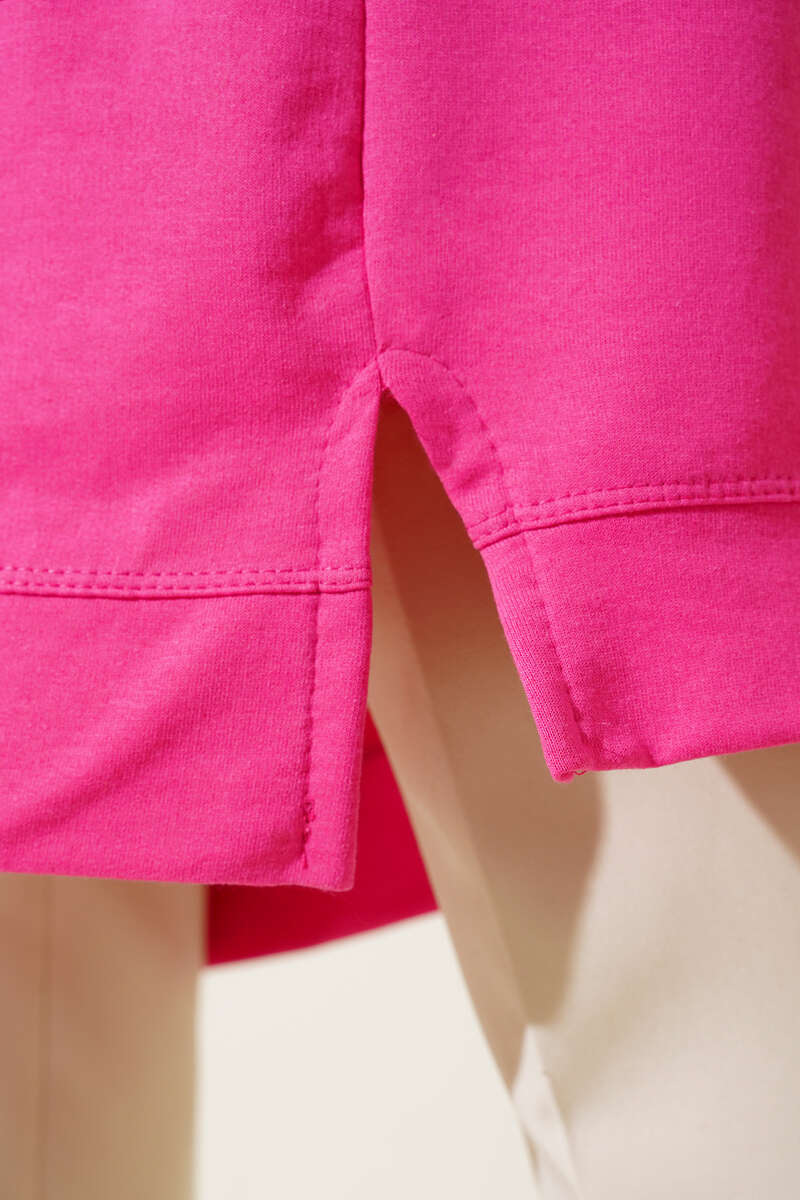 Long Basic Tunic with Badge - Fuchsia