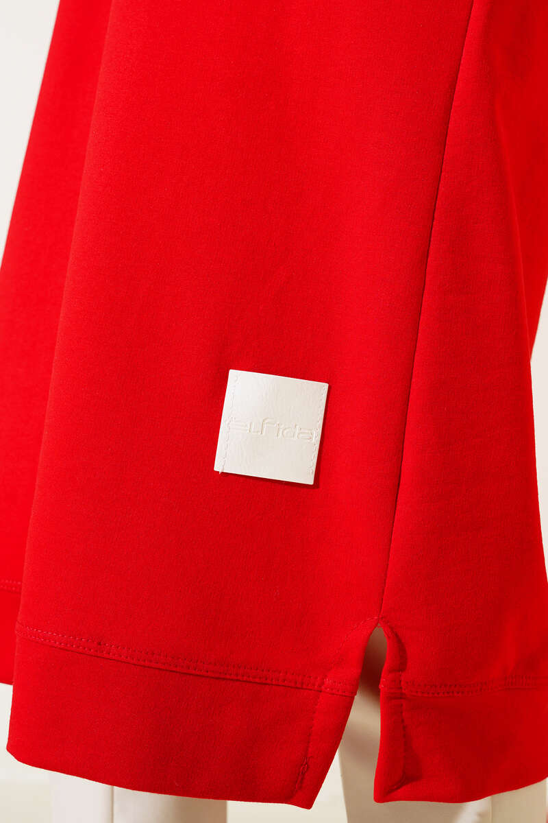 Long Basic Tunic with Badge - Red