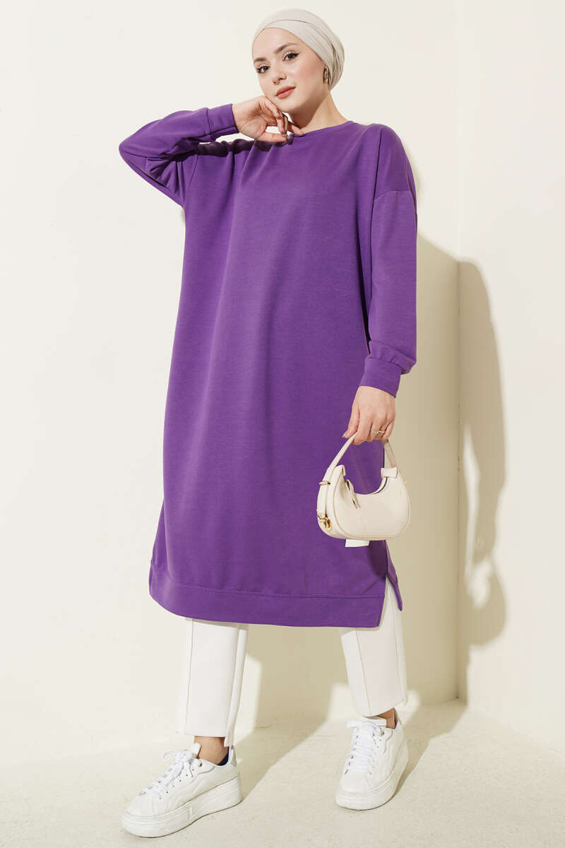 Long Basic Tunic with Badge - Lilac