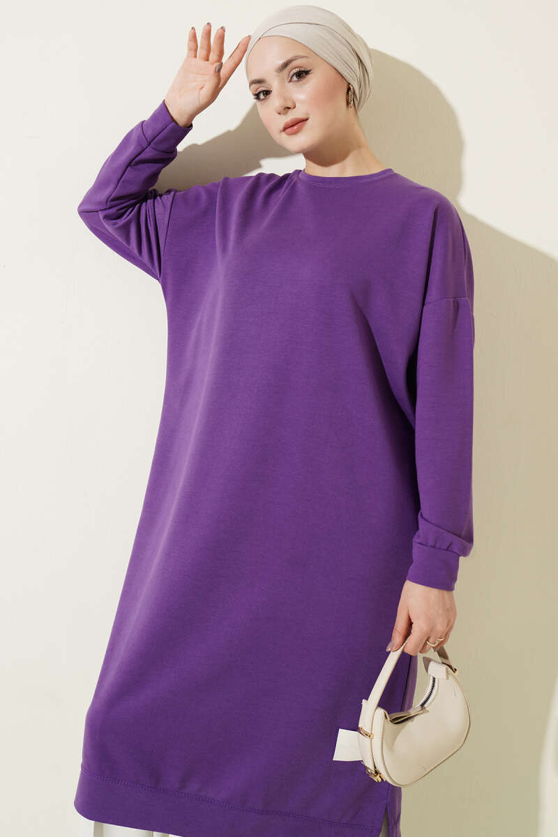 Long Basic Tunic with Badge - Lilac