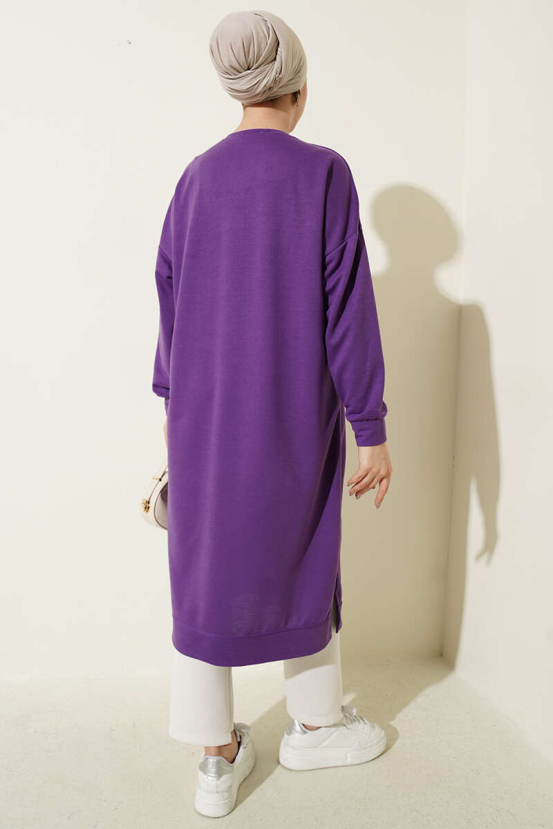 Long Basic Tunic with Badge - Lilac