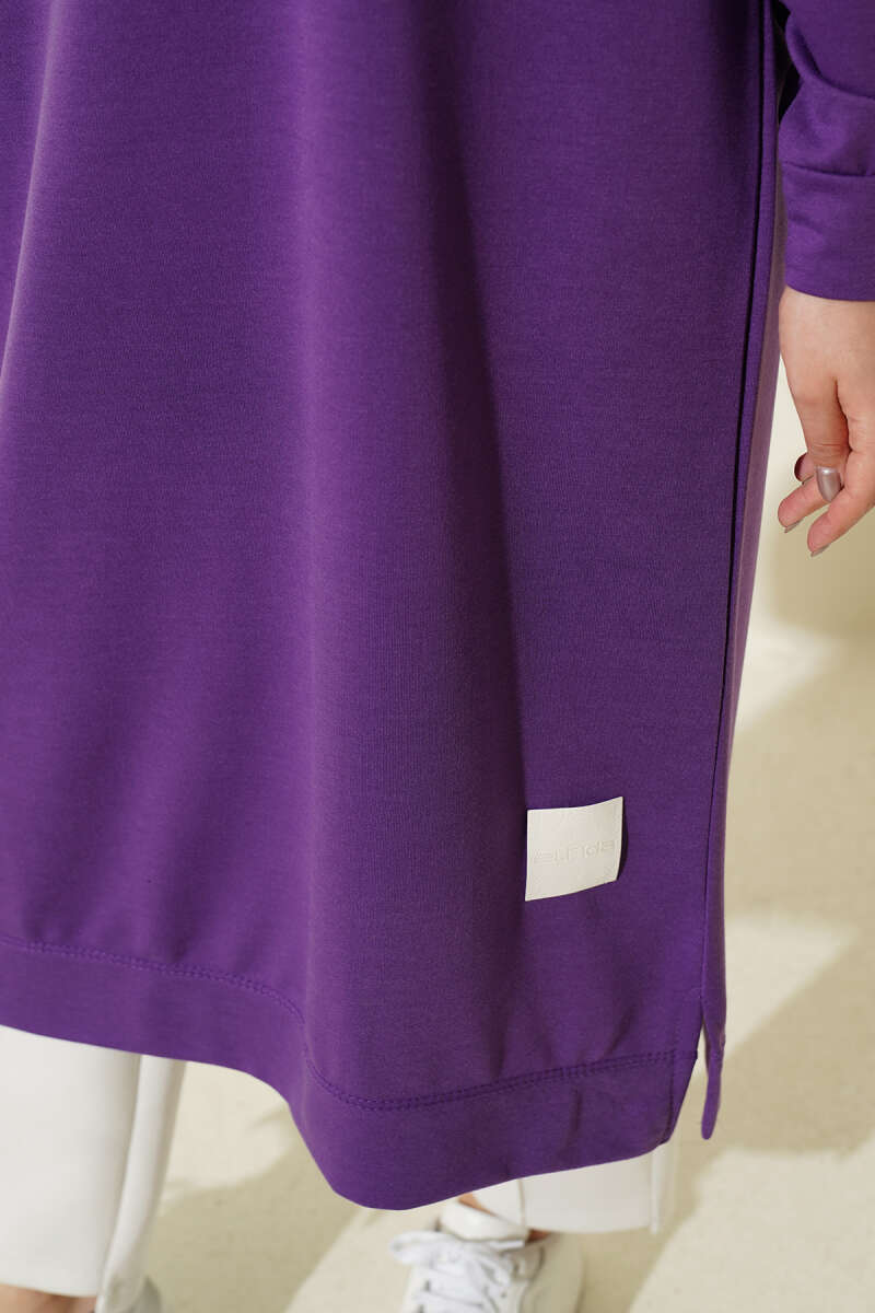 Long Basic Tunic with Badge - Lilac