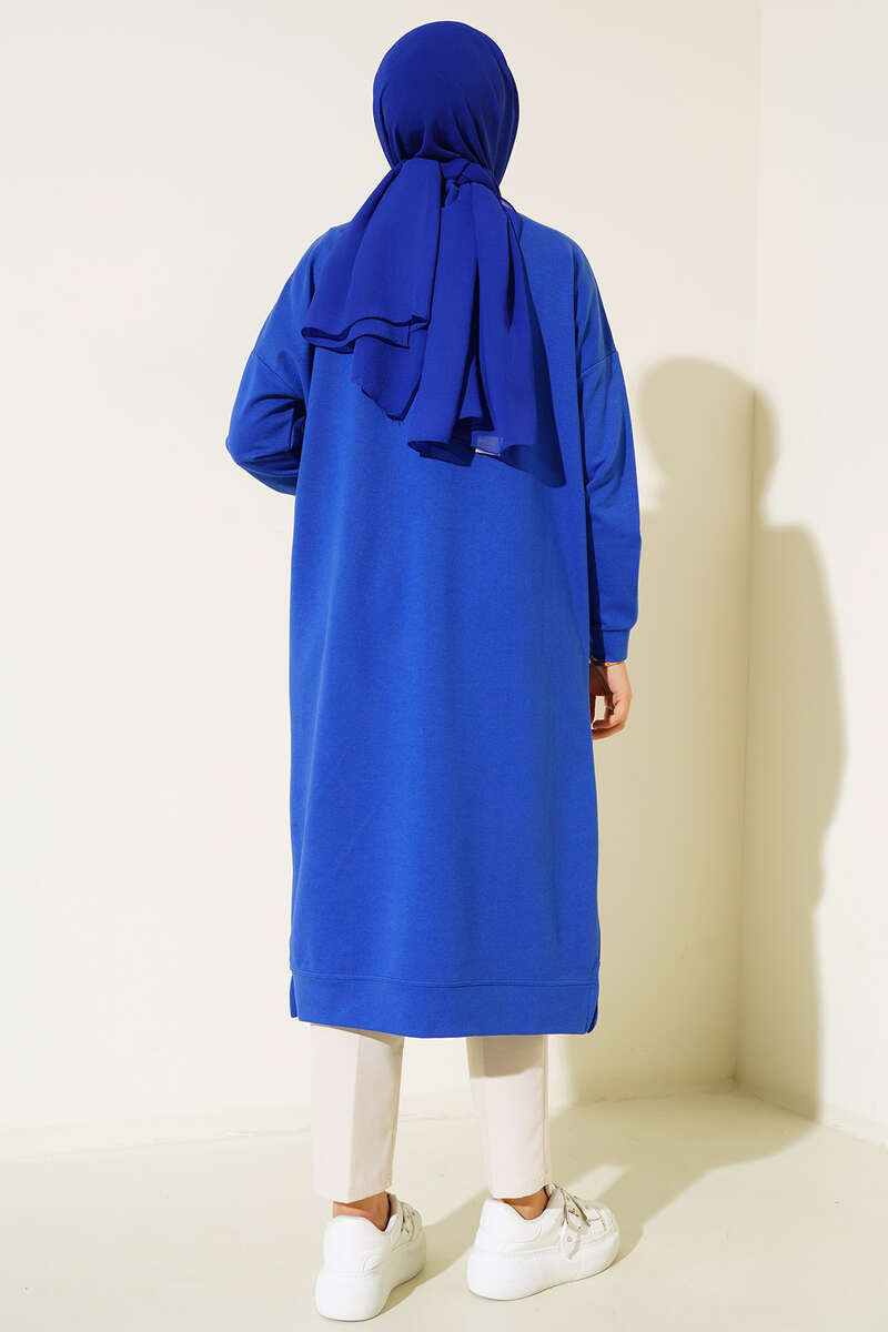 Long Basic Tunic with Badge - Saxe Blue
