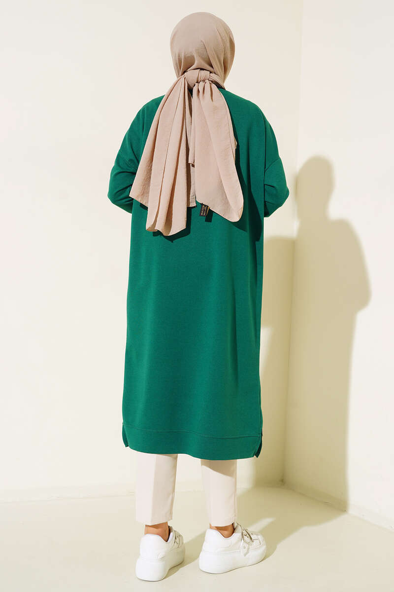 Long Basic Tunic with Badge - Emerald