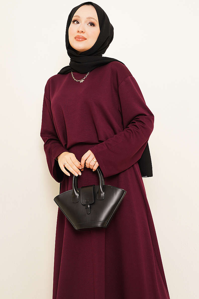 Basic Asymmetric Two-Piece Skirt Set - Plum