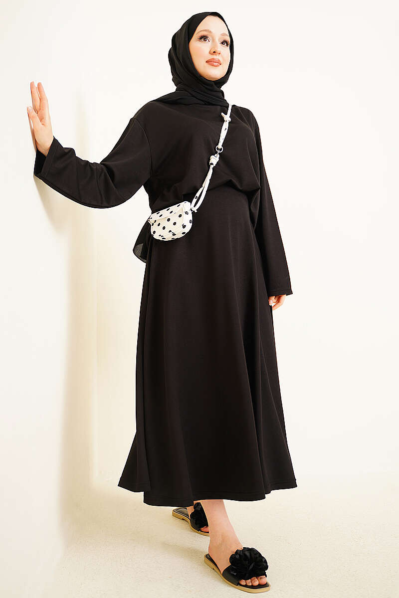 Basic Asymmetric Two-Piece Skirt Set - Black
