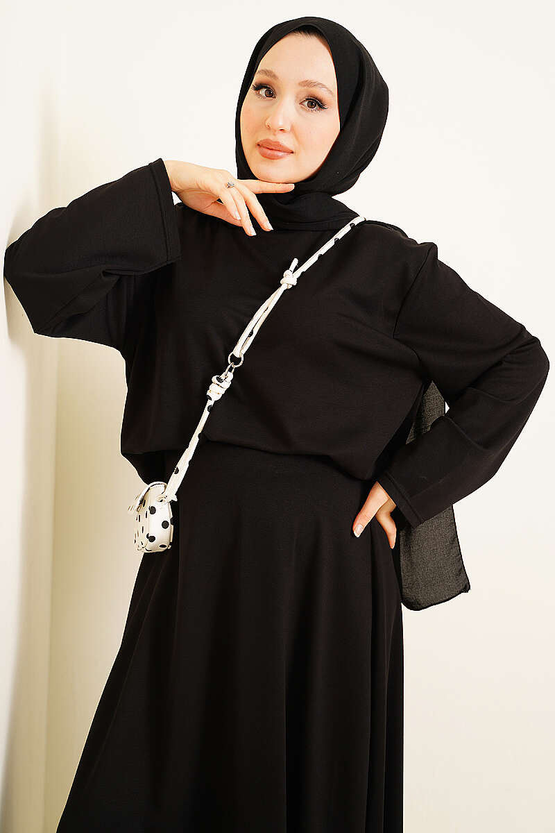 Basic Asymmetric Two-Piece Skirt Set - Black