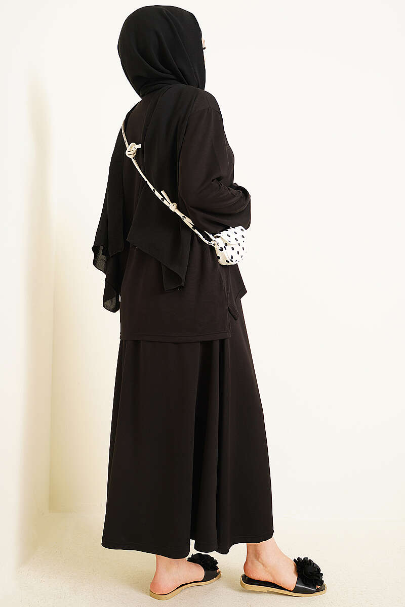 Basic Asymmetric Two-Piece Skirt Set - Black