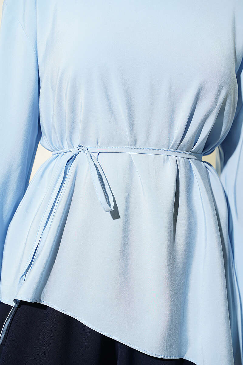 Asymmetric Tunic with Tie Cord - Blue