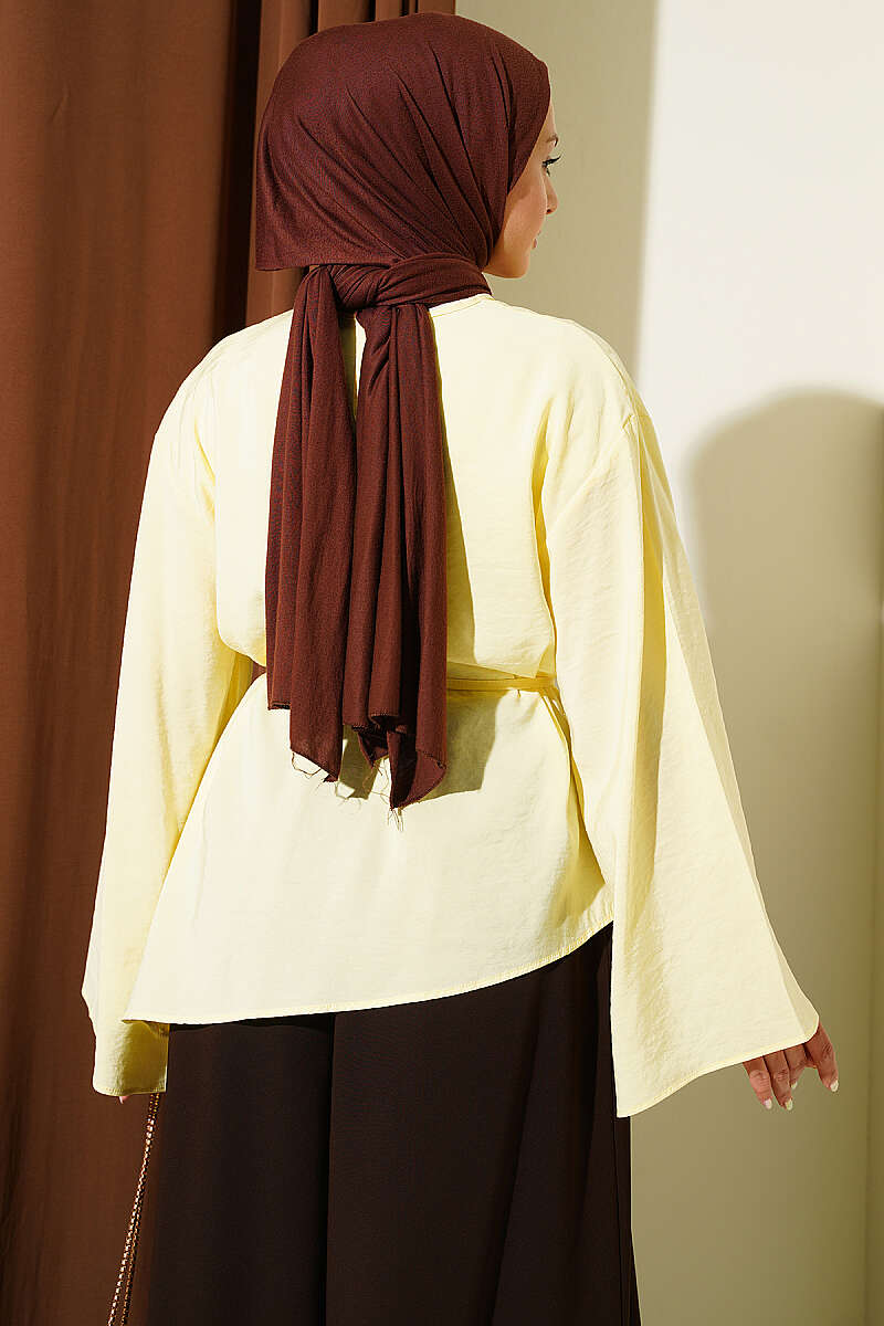 Asymmetric Tunic with Tie Cord - Yellow