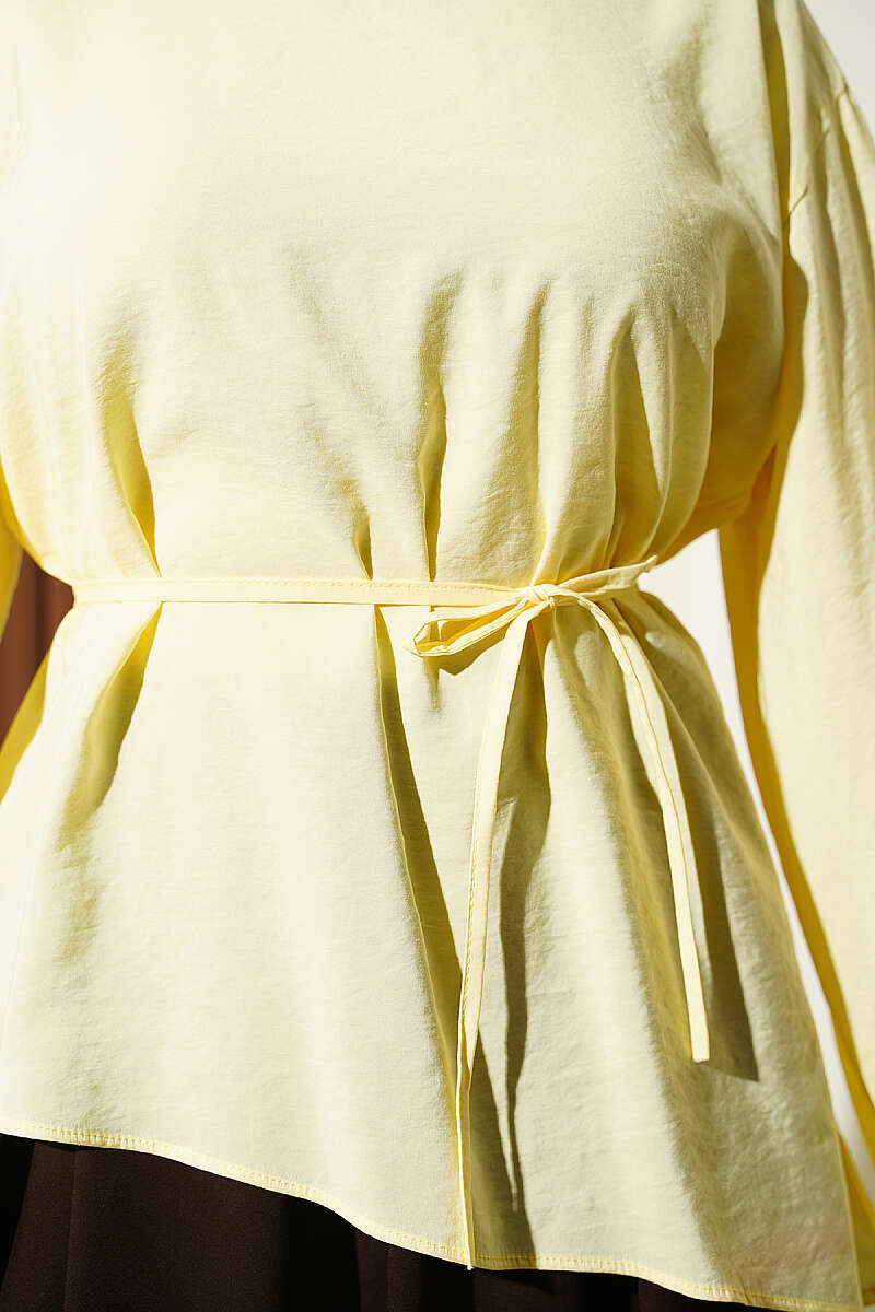 Asymmetric Tunic with Tie Cord - Yellow