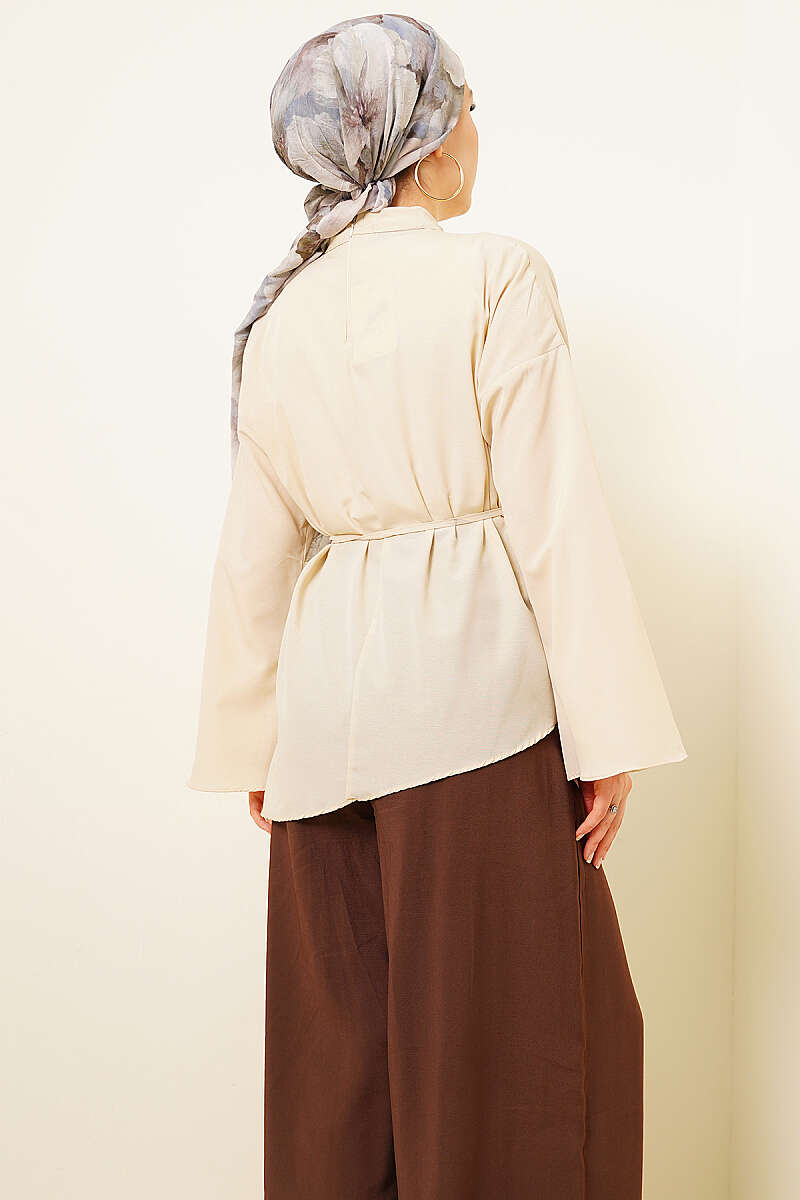 Asymmetric Poplin Tunic - Beige