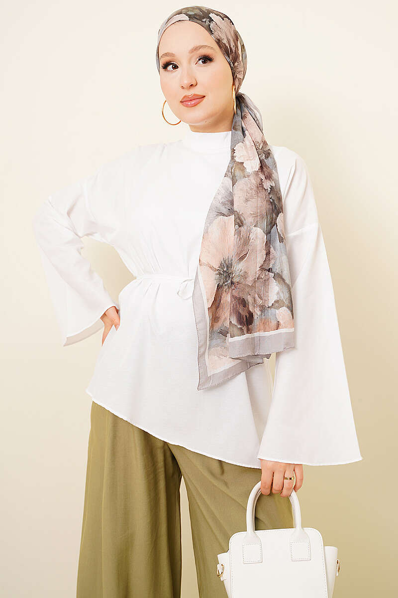 Asymmetric Poplin Tunic - White