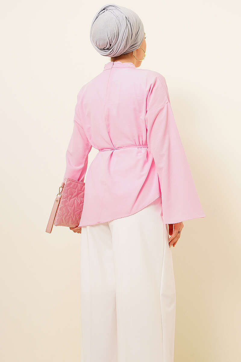 Asymmetric Poplin Tunic - Pink
