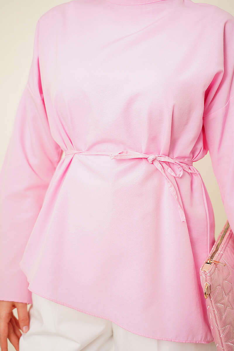 Asymmetric Poplin Tunic - Pink