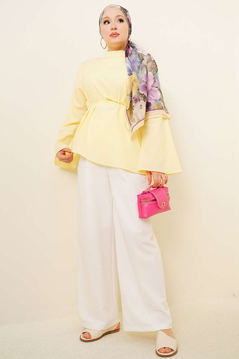Asymmetric Poplin Tunic - Yellow