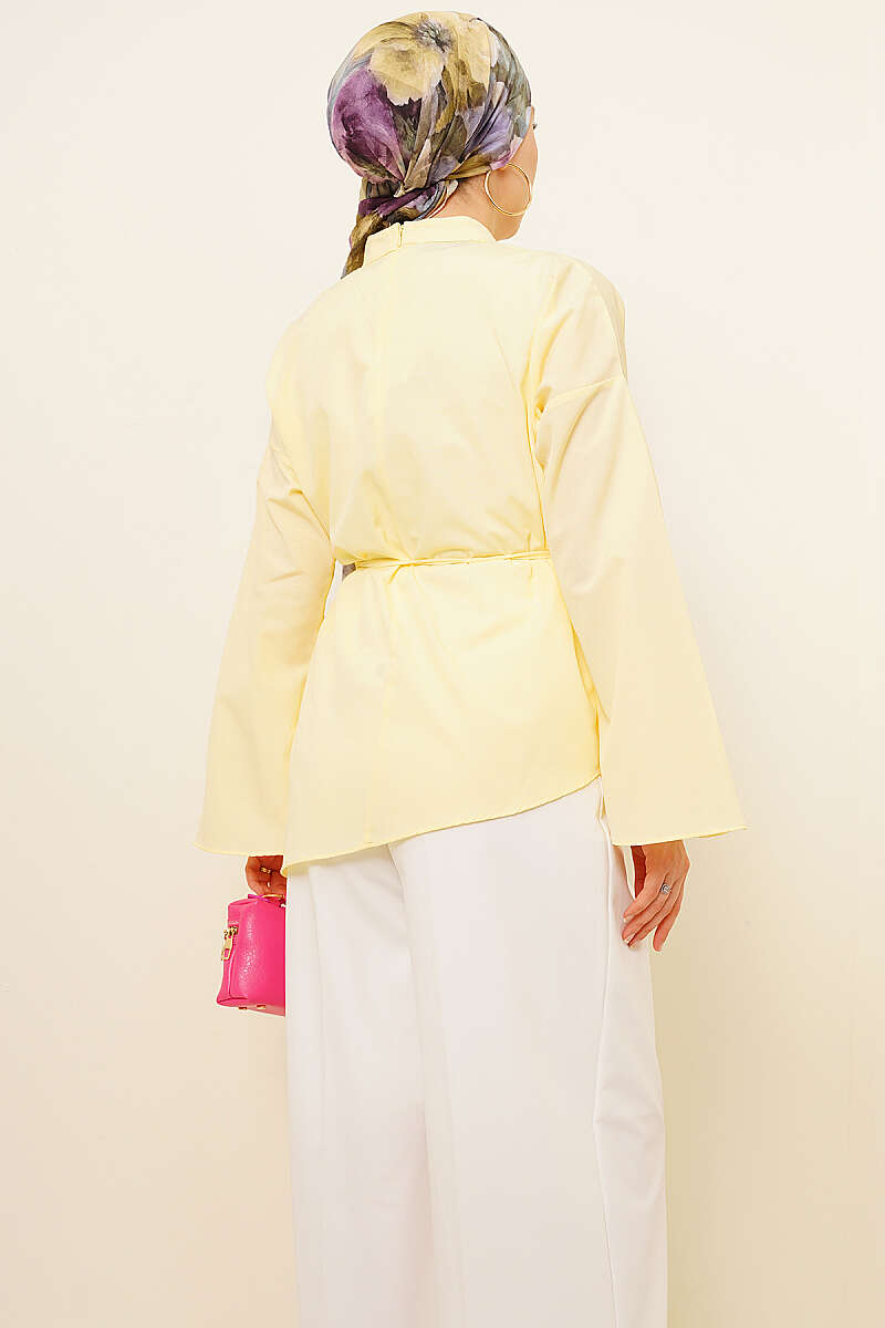 Asymmetric Poplin Tunic - Yellow