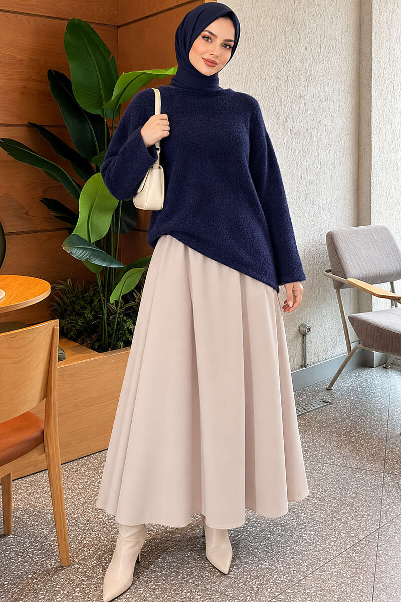 Asymmetric Brushed Sweater - Navy