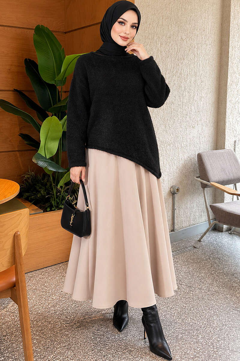 Asymmetric Brushed Sweater - Black