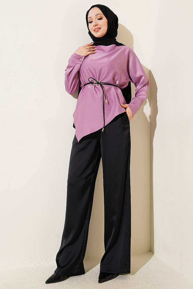 Asymmetric Satin Tunic - Lilac