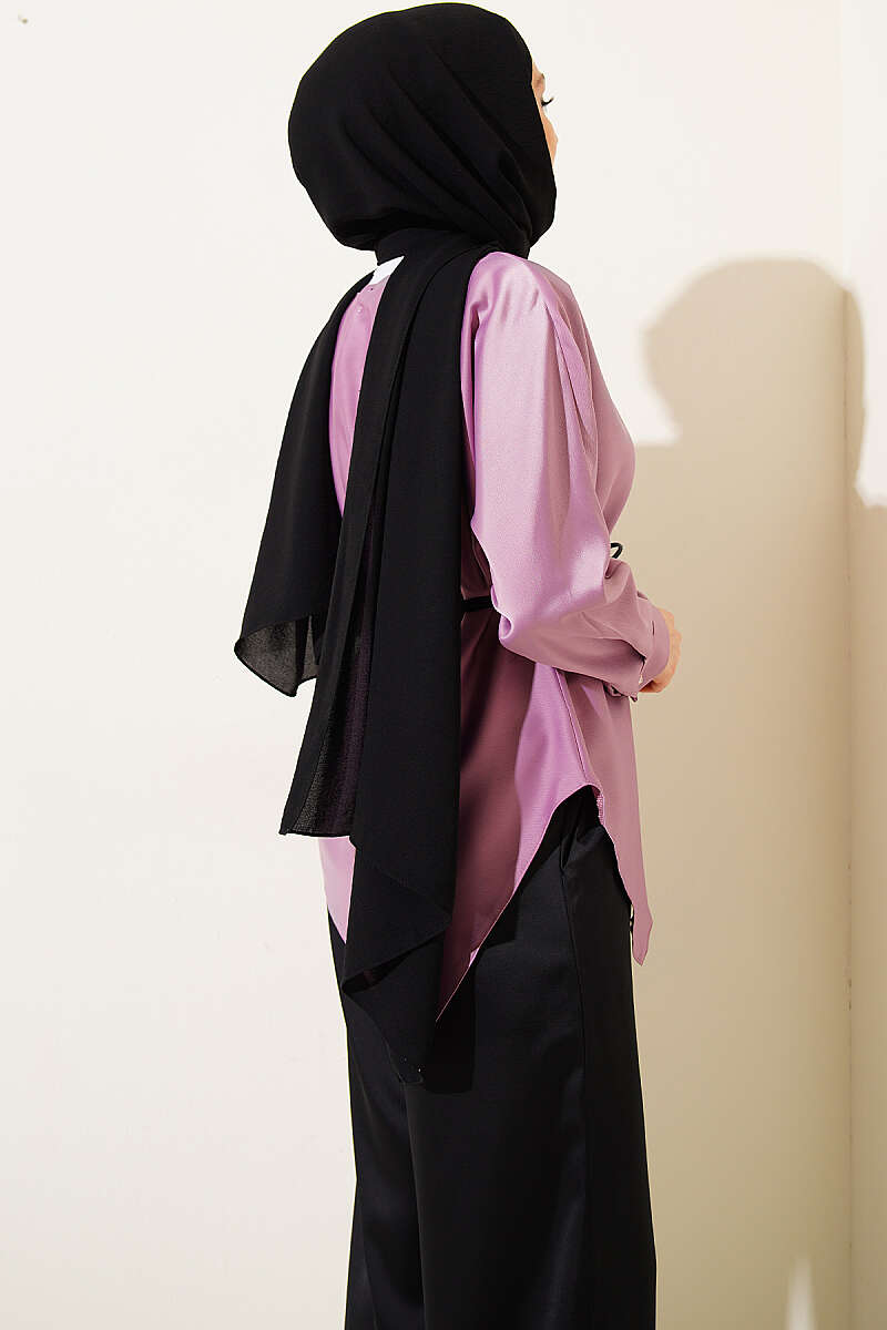 Asymmetric Satin Tunic - Lilac