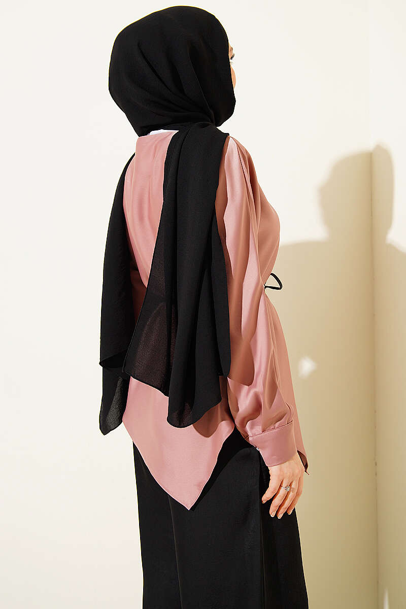 Asymmetric Satin Tunic - Powder
