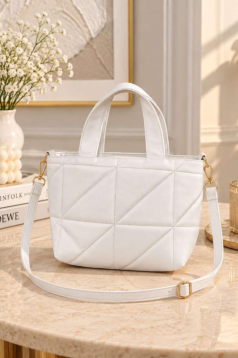 Quilted Shoulder-Strap Bag - White
