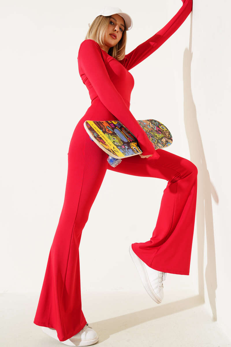 Strappy Scuba Jumpsuit - Red