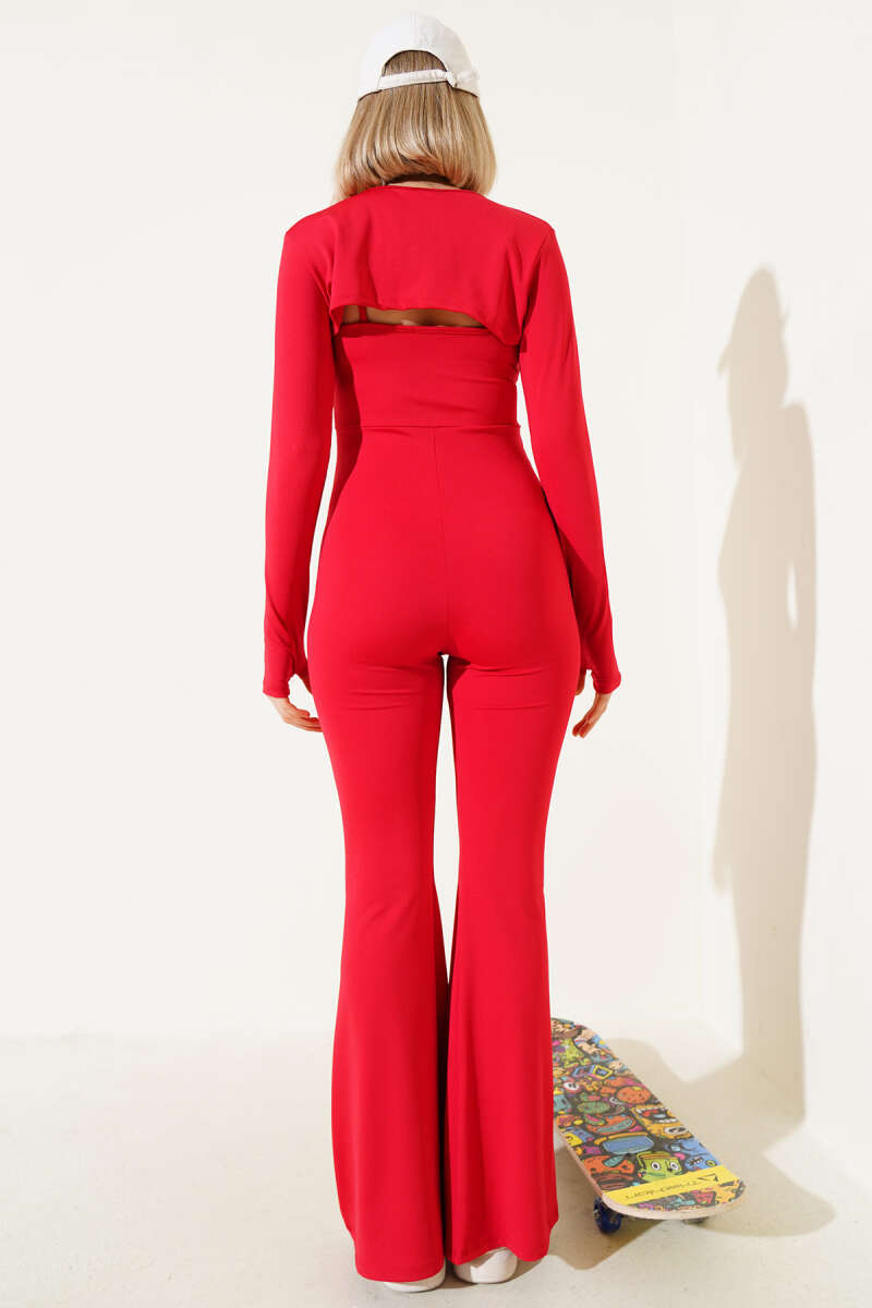 Strappy Scuba Jumpsuit - Red