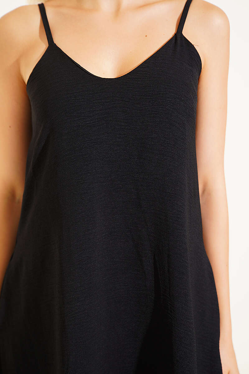 Strappy V-Neck Airobin Dress - Black