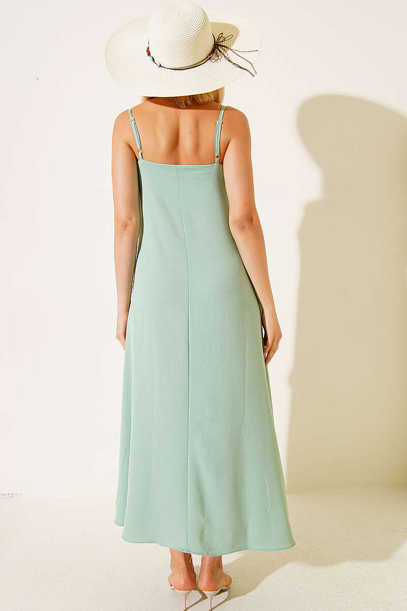 Strappy V-Neck Airobin Dress - Green