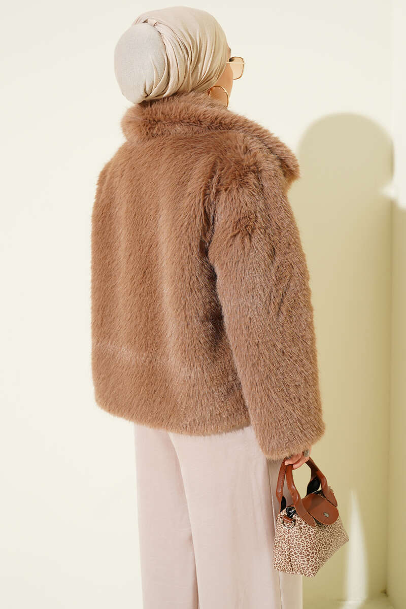 Lined Lolita Faux Fur Coat - Latte