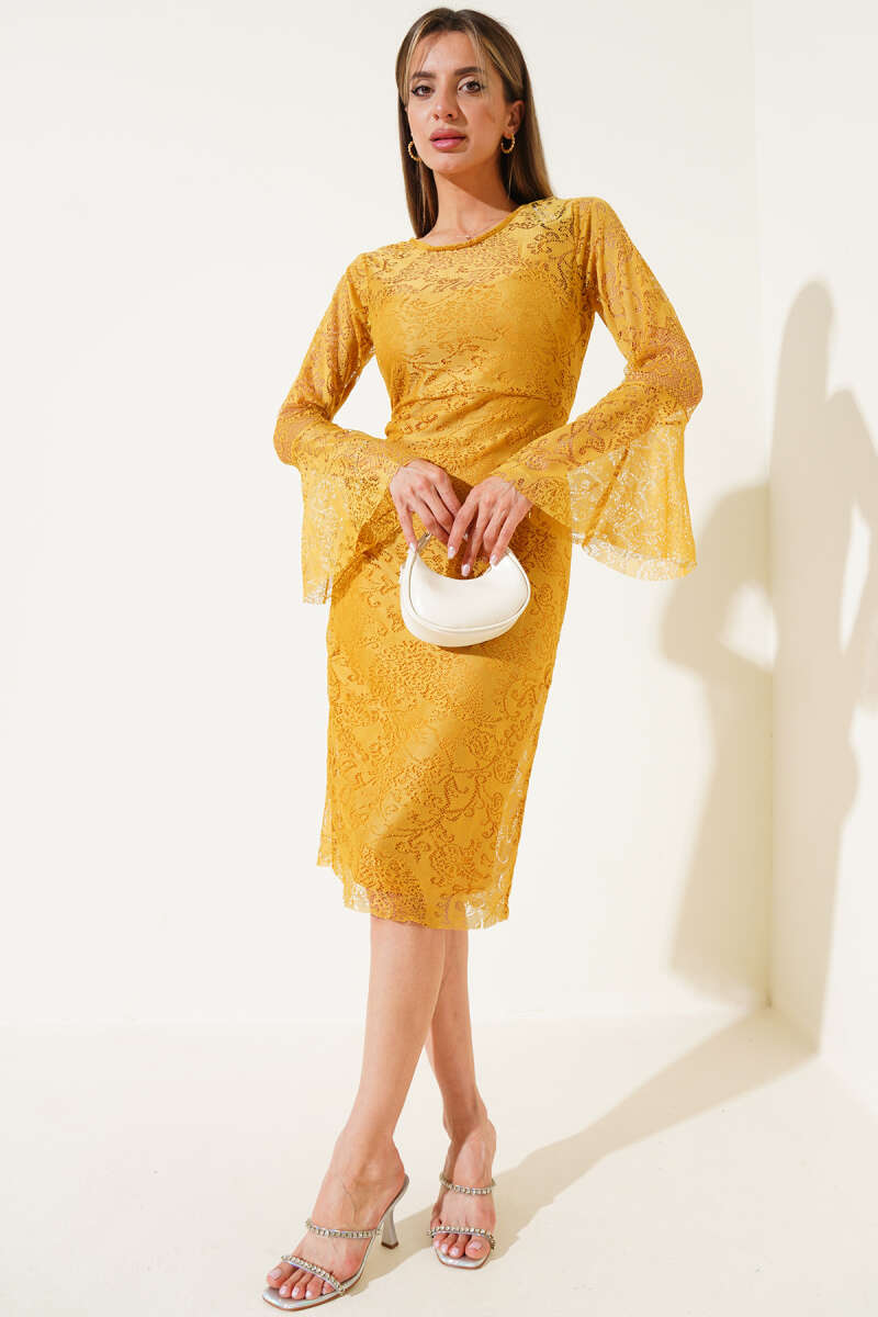 Lined Tulle Dress - Mustard