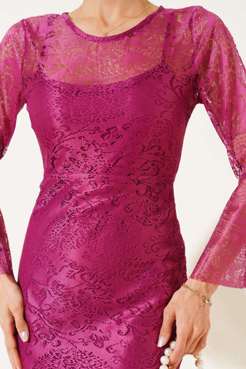 Lined Tulle Dress - Plum